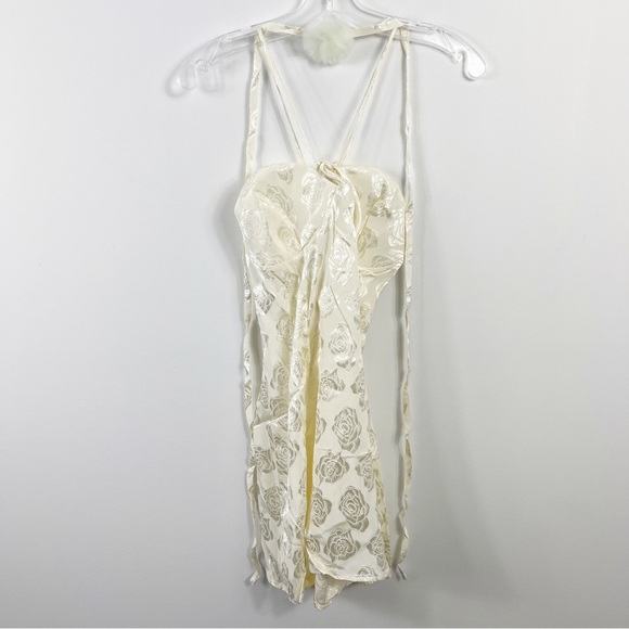 For Love And Lemons Melody Strappy Jacquard Mini Dress Size XL NWT Cream - Picture 3 of 8